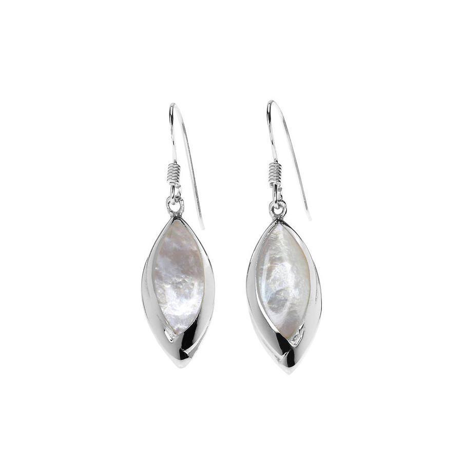 Gyöngyház betétes ezüst fülbevaló