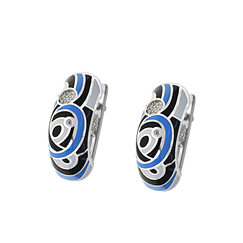 Színes betétes köves ezüst fülbevaló