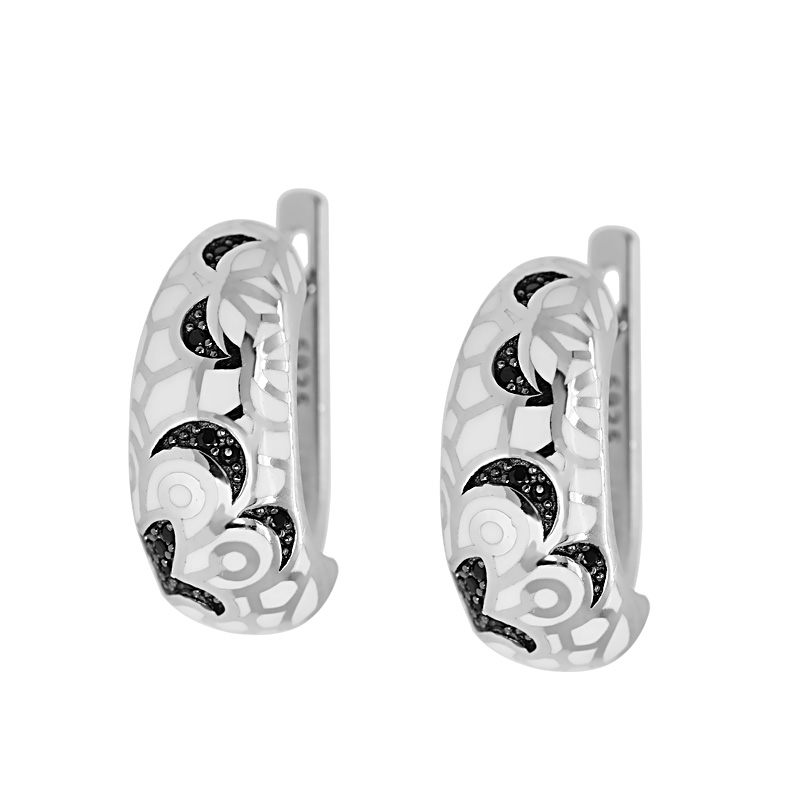 Fekete köves ezüst fülbevaló