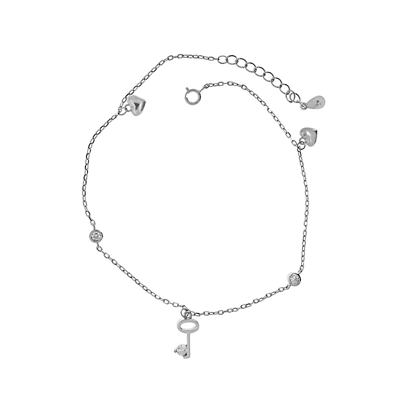 Köves kulcs ezüst bokalánc