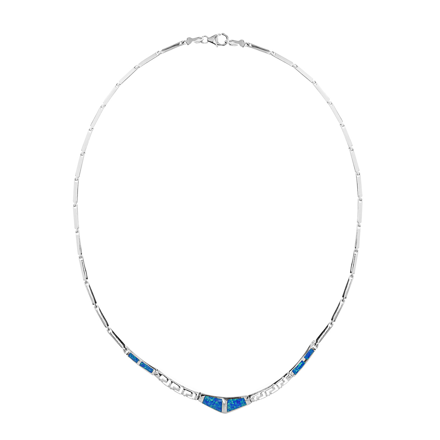 Görög mintás kék opálos nyaklánc