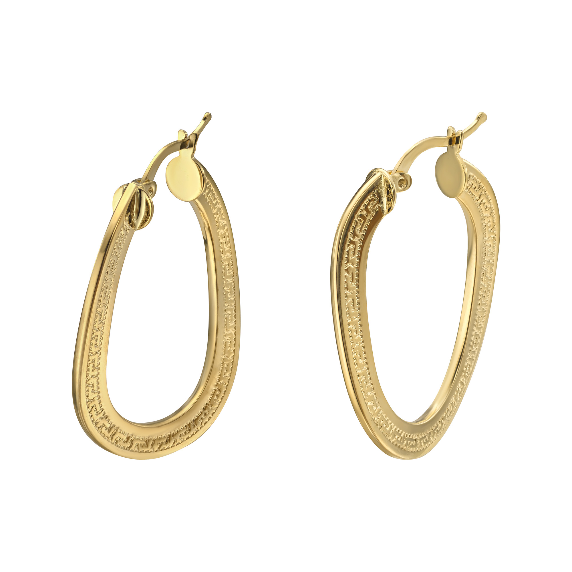 Görög mintás ovális arany fülbevaló