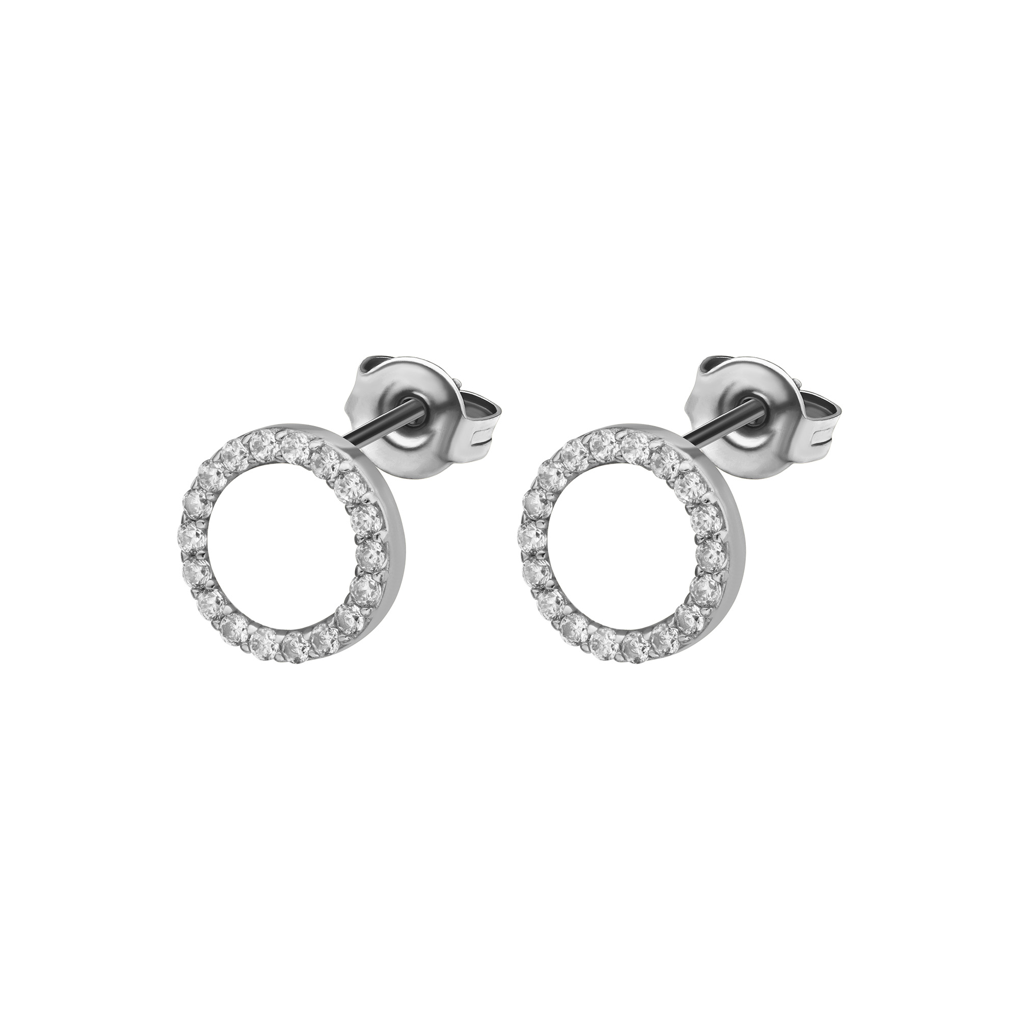 Gyöngyház betétes köves kerek fehér arany fülbevaló